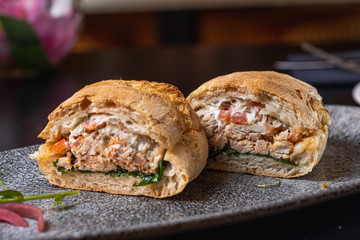 Room service sandwiches and burgers