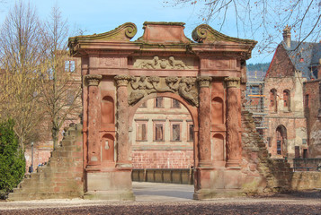 Entrance Gate at (in german Elisabethentor) Heidelberger Castle (In german Heidelberger Schloss) Heidelberg Baden-Württemberg Germany