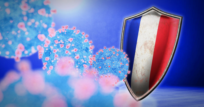 fight of the France with coronavirus - 3D render