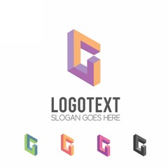 G Letter Alphabet Modern Isometric Illusion Logo
