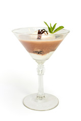 Cocktail in a glass with ice cream on a white background