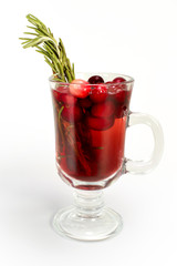 Cherry cocktail in a glass on a white background