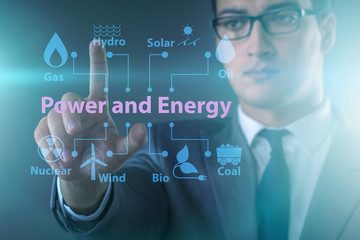 Energy mix concept with businessman