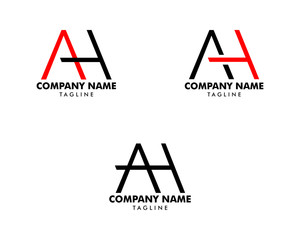 Set of Initial Letter AH Logo Template Design