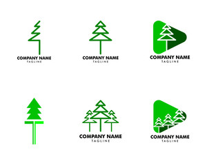 Set of Pine Tree Logo Design Template