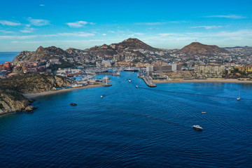Fototapeta na wymiar A 4k high definition aerial of Cabo San Lucas 