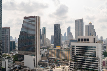 Fototapeta na wymiar Modern unique Asian city panorama view, day time. Mixture of architect styles