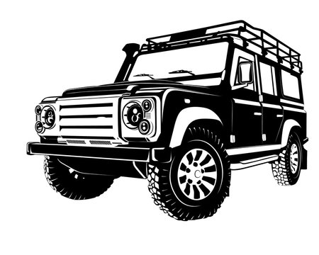 Modern offroad car, isolated silhouette vector illustration 