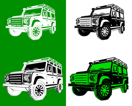 Off road silhouettes with different colors and shapes vector illustration