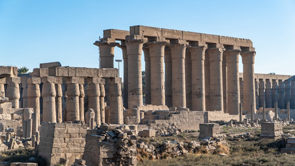 Fototapeta premium Luxor Temple in Luxor, ancient Thebes, Egypt. Luxor Temple is a large Ancient Egyptian temple complex located on the east bank of the Nile River and was constructed approximately 1400 BCE.