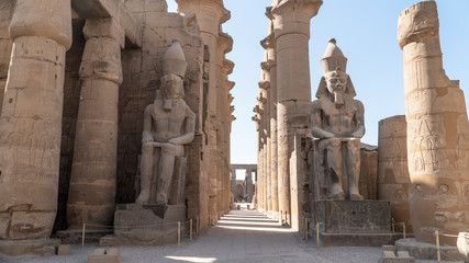 Luxor Temple in Luxor, ancient Thebes, Egypt. Luxor Temple is a large Ancient Egyptian temple complex located on the east bank of the Nile River and was constructed approximately 1400 BCE.