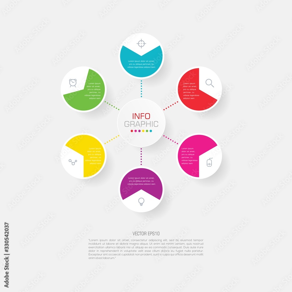 Fototapete business data visualization. infographic element with icons and options or steps. can be used for pr