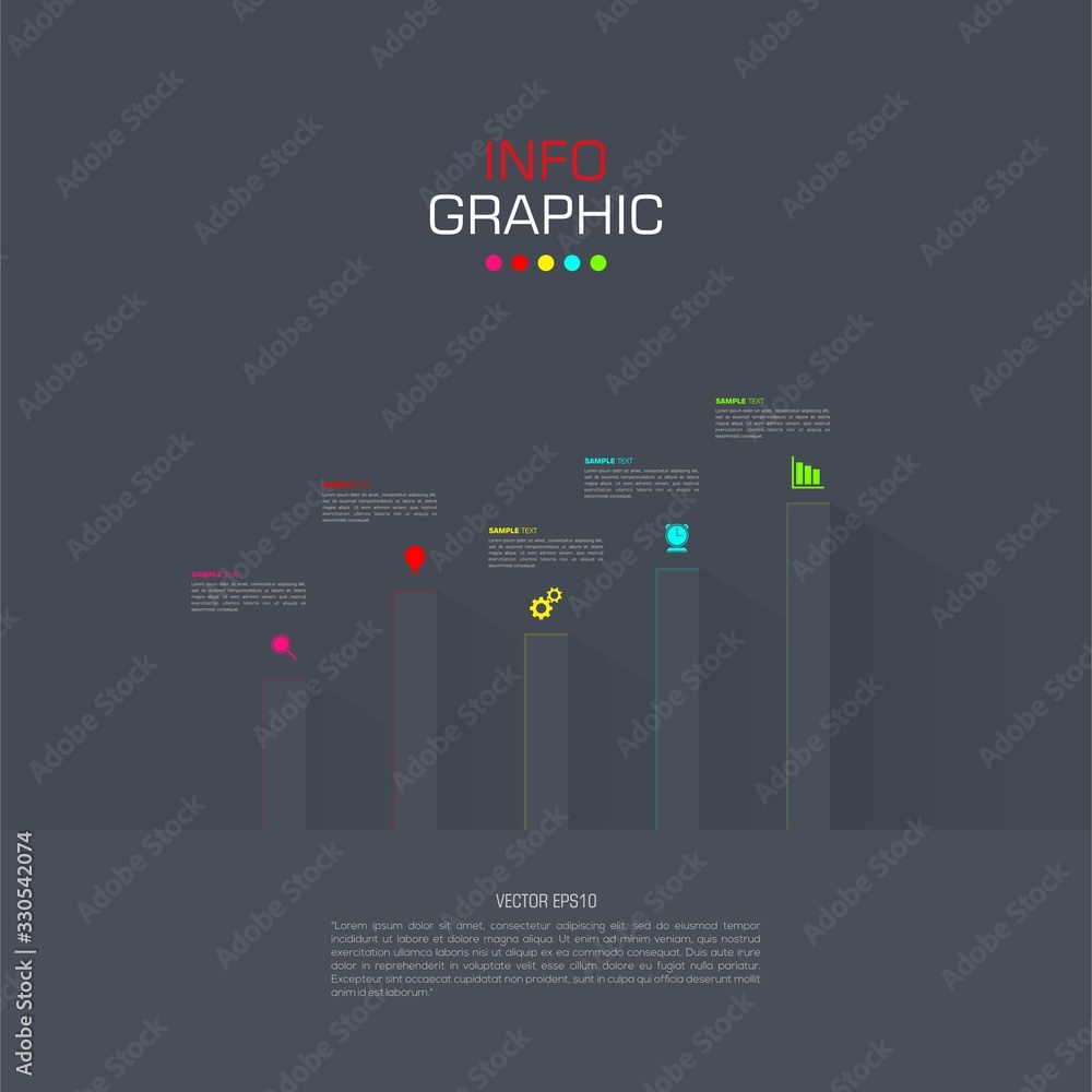 Poster business data visualization. infographic element with icons and options or steps. can be used for pr