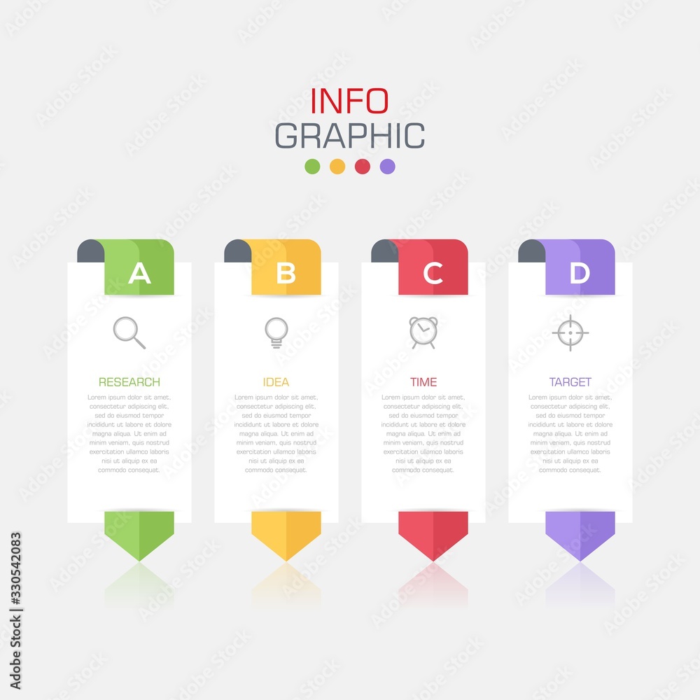 Fototapete business data visualization. infographic element with icons and options or steps. can be used for pr