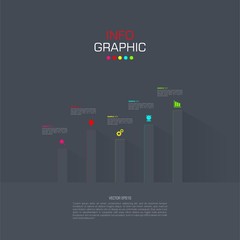 Business data visualization. Infographic element with icons and options or steps. Can be used for process, presentation, diagram, workflow layout, info graph, web design. Vector business template.