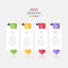 Business data visualization. Infographic element with icons and options or steps. Can be used for process, presentation, diagram, workflow layout, info graph, web design. Vector business template.