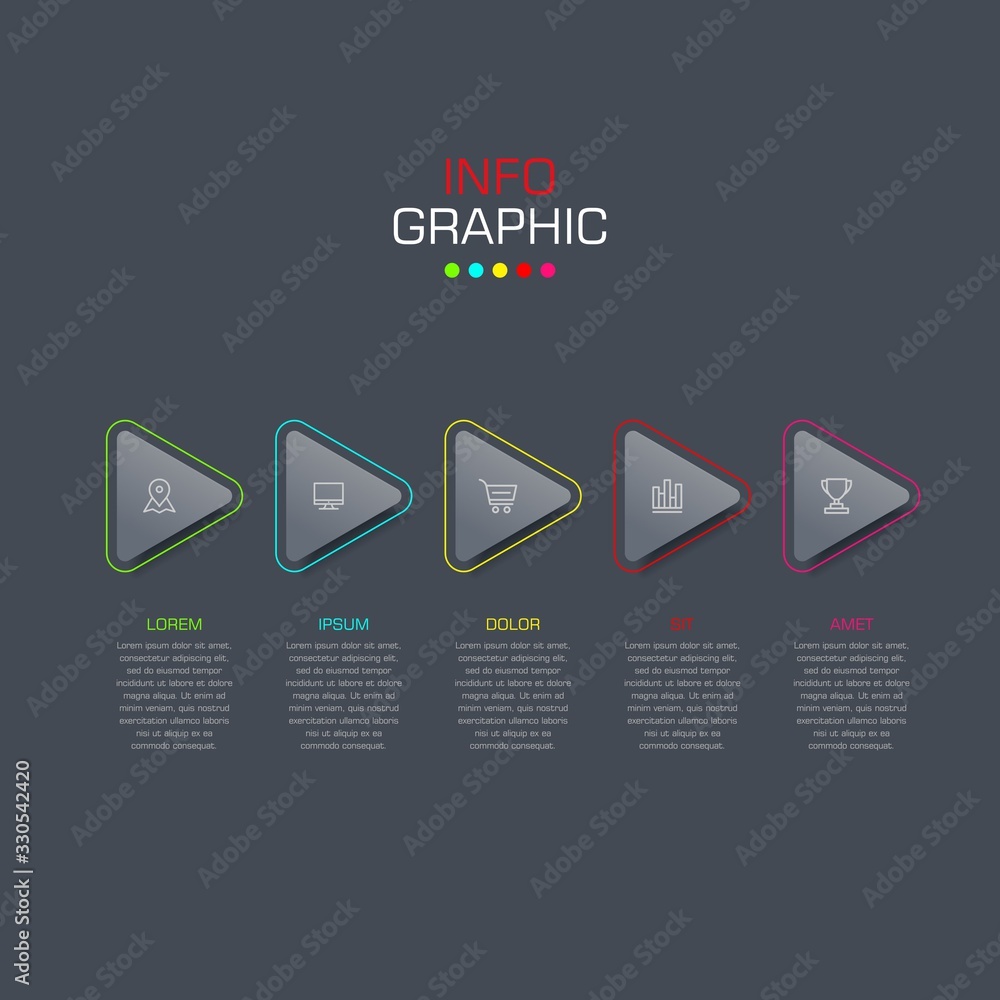 Poster business data visualization. infographic element with icons and options or steps. can be used for pr