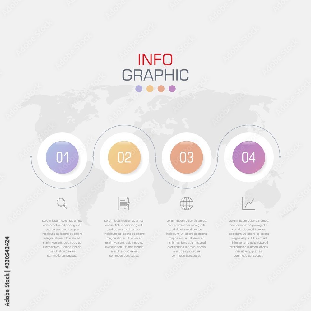 Fototapete business data visualization. infographic element with icons and options or steps. can be used for pr