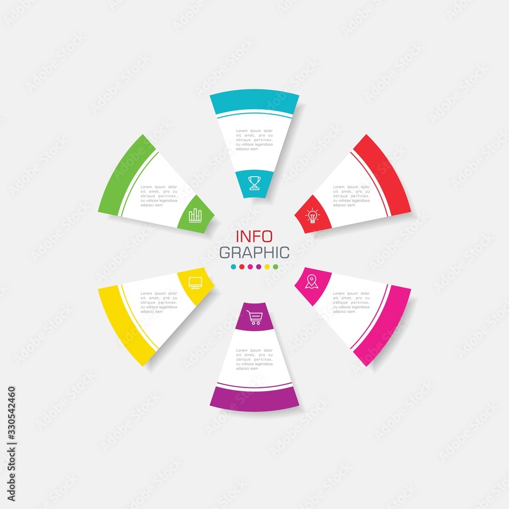 Fototapete business data visualization. infographic element with icons and options or steps. can be used for pr