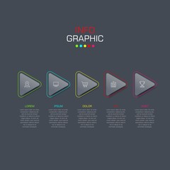 Business data visualization. Infographic element with icons and options or steps. Can be used for process, presentation, diagram, workflow layout, info graph, web design. Vector business template.