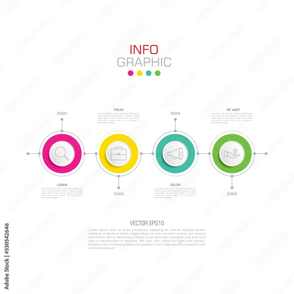 Fototapete business data visualization. infographic element with icons and options or steps. can be used for pr