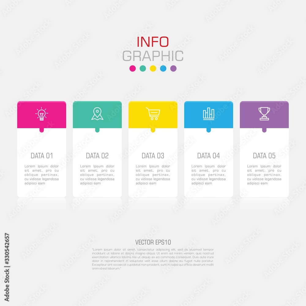 Fototapete business data visualization. infographic element with icons and options or steps. can be used for pr