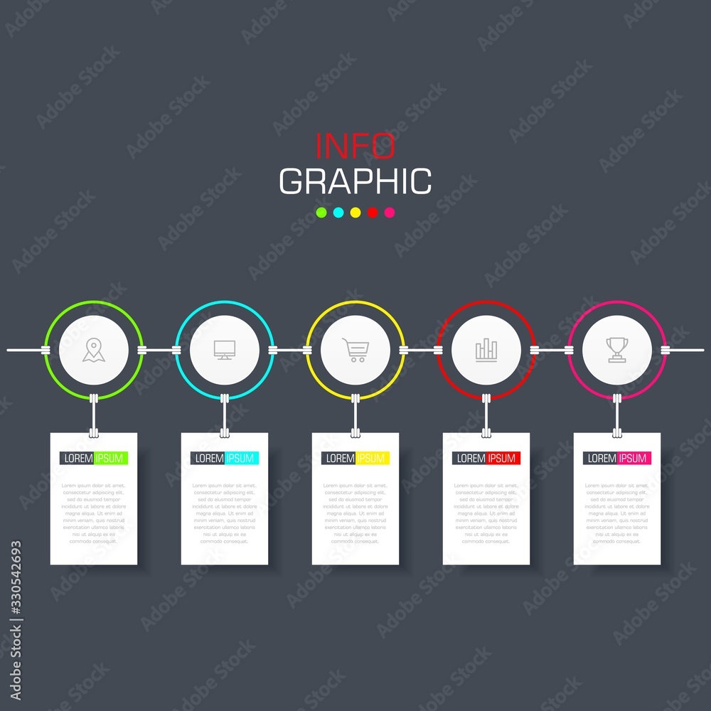 Poster business data visualization. infographic element with icons and options or steps. can be used for pr