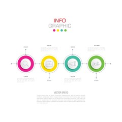 Business data visualization. Infographic element with icons and options or steps. Can be used for process, presentation, diagram, workflow layout, info graph, web design. Vector business template.