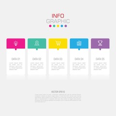 Business data visualization. Infographic element with icons and options or steps. Can be used for process, presentation, diagram, workflow layout, info graph, web design. Vector business template.