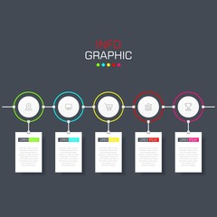Business data visualization. Infographic element with icons and options or steps. Can be used for process, presentation, diagram, workflow layout, info graph, web design. Vector business template.
