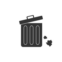 trash with garbage icon vector flat design