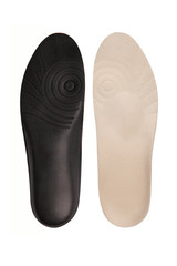 Isolated orthopedic insole on a white background. Treatment and prevention of flat feet and foot diseases. Foot care, comfort for the feet. Wear comfortable shoes. Medical insoles.