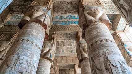 Dendera temple or Temple of Hathor. Egypt. Dendera, Denderah, is a small town in Egypt. Dendera Temple complex, one of the best-preserved temple sites from ancient Upper Egypt.