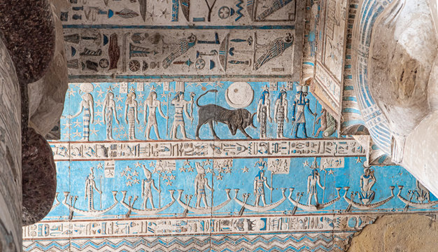 Dendera temple or Temple of Hathor. Egypt. Dendera, Denderah, is a small town in Egypt. Dendera Temple complex, one of the best-preserved temple sites from ancient Upper Egypt.