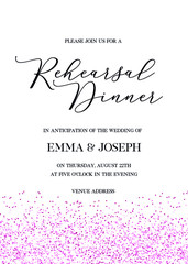 Rehearsal Dinner hand written calligraphy vector invitation card