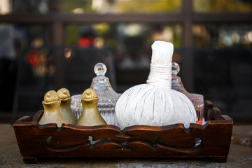 close up Spa thai massage setting
