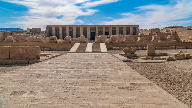 Temple of Seti I in Abydos. Abydos is notable for the memorial temple of Seti I, which contains the Abydos of Egypt King List from Menes until Seti I's father, Ramesses I. Egypt.