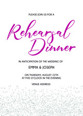Rehearsal Dinner hand written calligraphy vector invitation card