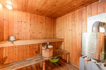 Russia, Moscow- November 15, 2019: interior room apartment bathhouse, sauna