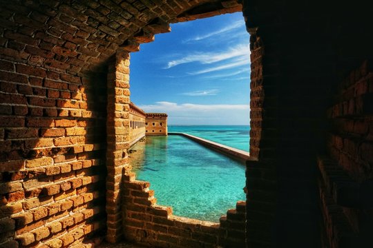Looking out a window of the fort in Dry Tortugas National Park