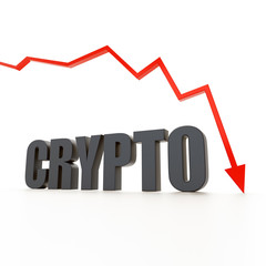 Crypto Market crash, red arrow crypto marketcap crash 3D render