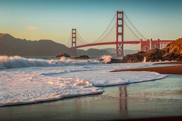 Fotobehang Baker Beach, San Francisco Golden Gate Bridge in San Francisco from Baker Beach at sunset
