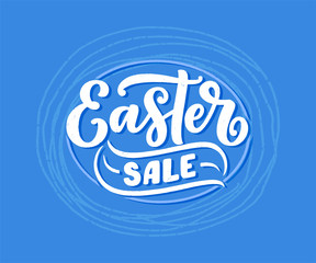 Calligraphy lettering about Easter for flyer and print design. Vector illustration. Template banner, poster, greeting postcard.