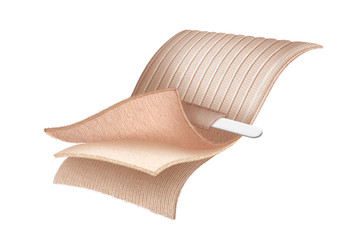 Waterproof Breathable Fabrics | Waterproof Outdoor Fabric. 3D drawing of fabric layers. Climate control tissue structure. Outer shell isolated on white background