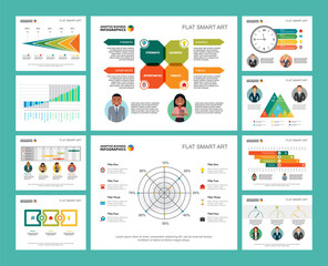 Colorful diagrams set for presentation slide templates. Business design elements. Analytics concept can be used for annual report, advertising, flyer layout and banner design.
