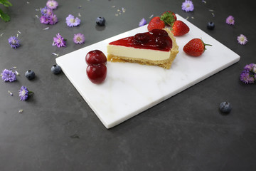 Homemade Dessert Strawberry Cheesecake, Organic Fruit for Healthy.