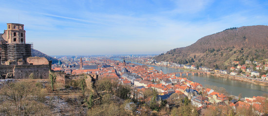 Fototapeta na wymiar Heidelberger Castle (In german Heidelberger Schloss) and Heidelberg cityscape Baden-Württemberg Germany