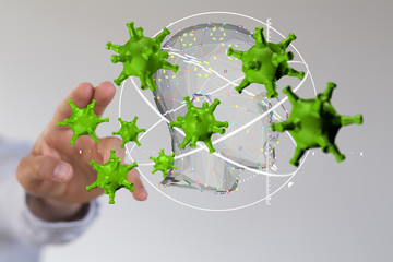 flu virus attack digital 3d