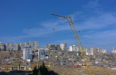 Naklejka premium Cranes on construction site