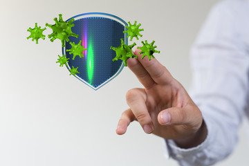 flu virus attack digital 3d